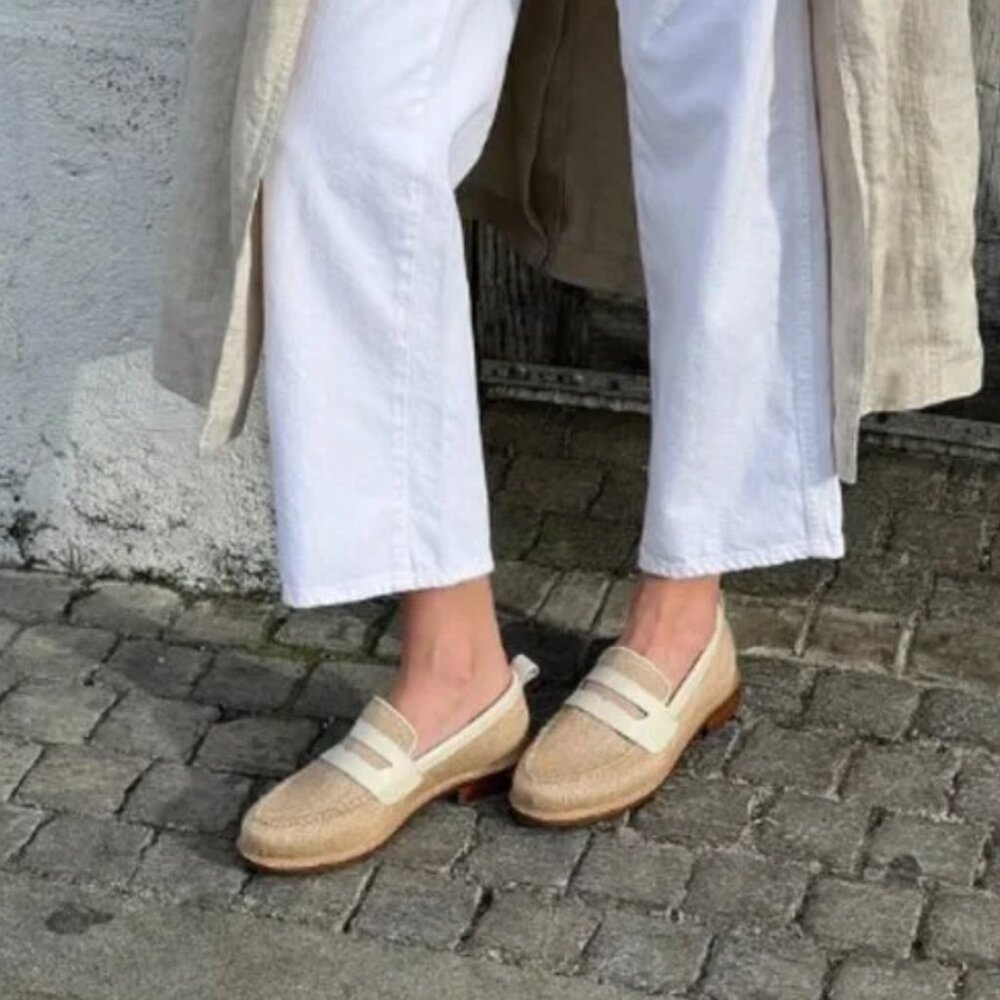 new Kelsi Dagger Brooklyn Lens Leather and Jute Loafers 9.5